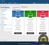 Account upgrades with sidebar